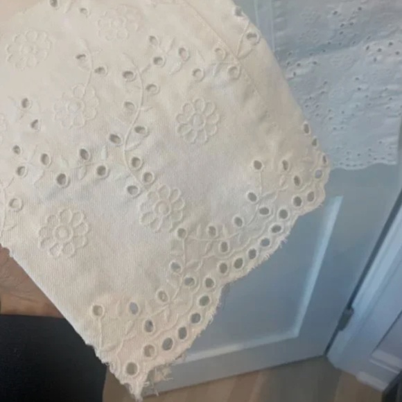 White Keira Tory Burch Eyelet Embroidered Cropped Denim Jeans [Size 27] - Picture 5 of 6